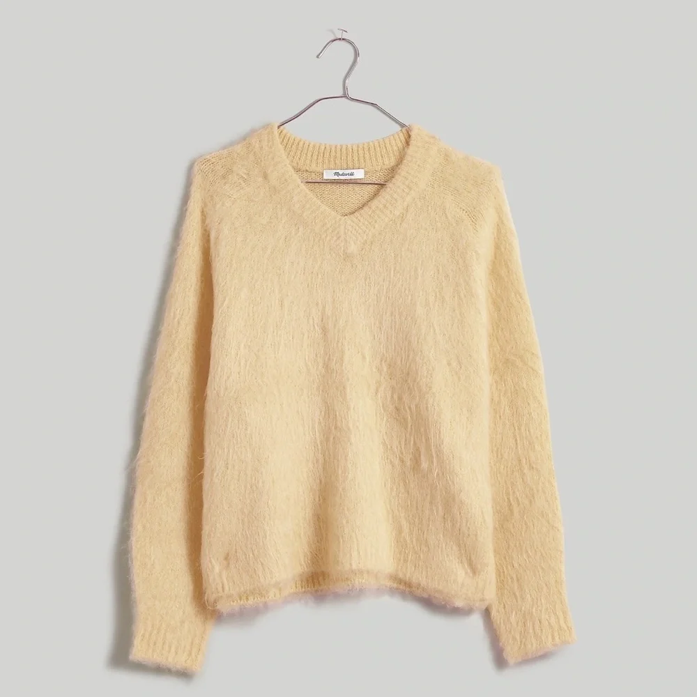 Brushed V-Neck Sweater Heather‎ lemon - Picture 4 of 8
